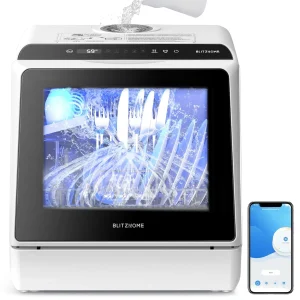 BLITZHOME Portable Countertop Dishwashers, Compact Smart Dishwashers with 5 L Built-in Water Tank