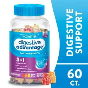 Digestive Advantage Daily Probiotics For Women And Men, Gut Health, Natural Fruit Flavors, 60 Gummies
