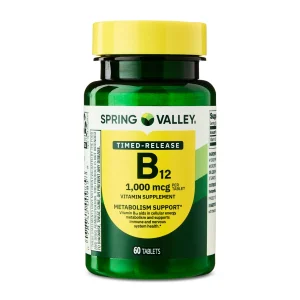 Spring Valley Vitamin B12 Supplement Timed-Release Tablets for Metabolism Support
